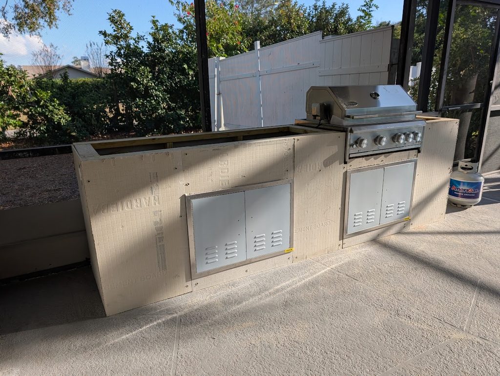 Existing back patio before the outdoor kitchen build