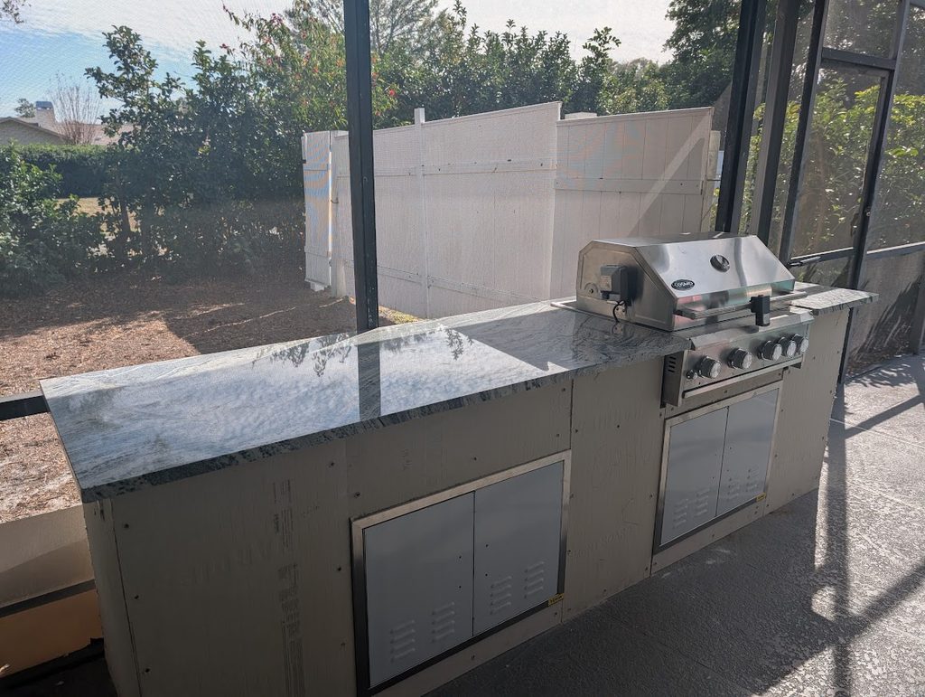 Existing back patio before the outdoor kitchen build