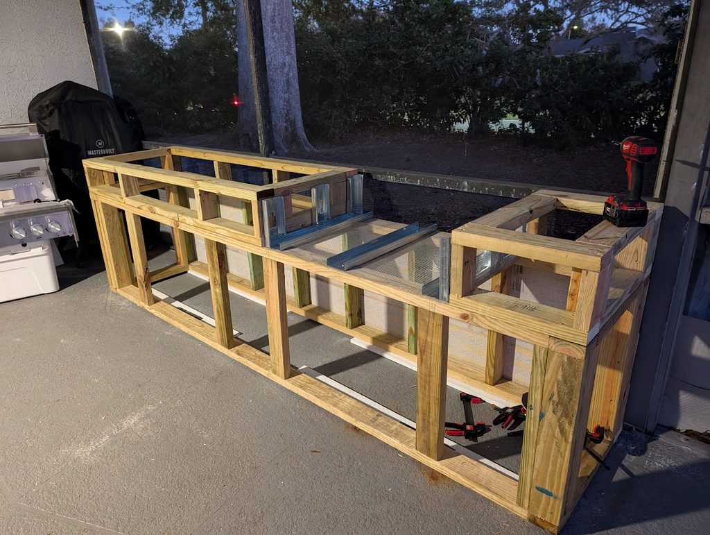Existing back patio before the outdoor kitchen build